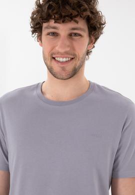 Erkek Regular Fit Bisiklet Yaka Gri Basic Tişört - 50305928168