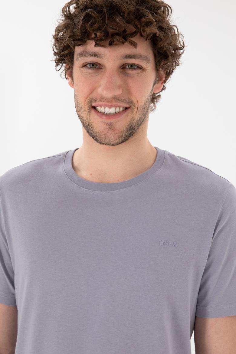 Erkek Regular Fit Bisiklet Yaka Gri Basic Tişört - 50305928168