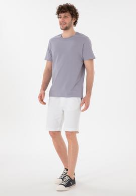 Erkek Regular Fit Bisiklet Yaka Gri Basic Tişört - 50305928168
