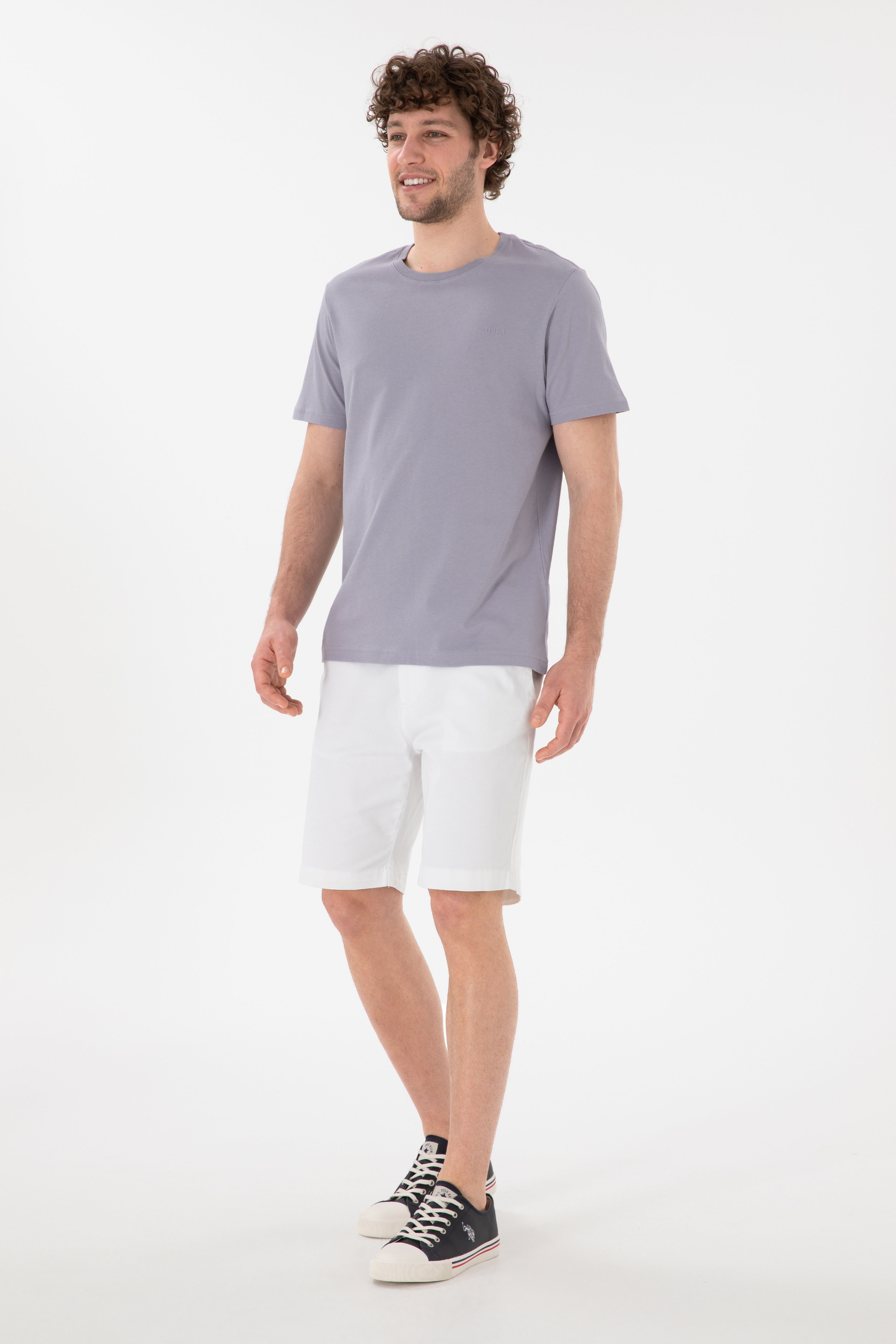 Erkek Regular Fit Bisiklet Yaka Gri Basic Tişört