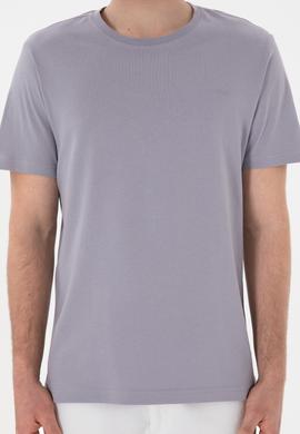 Erkek Regular Fit Bisiklet Yaka Gri Basic Tişört - 50305928168