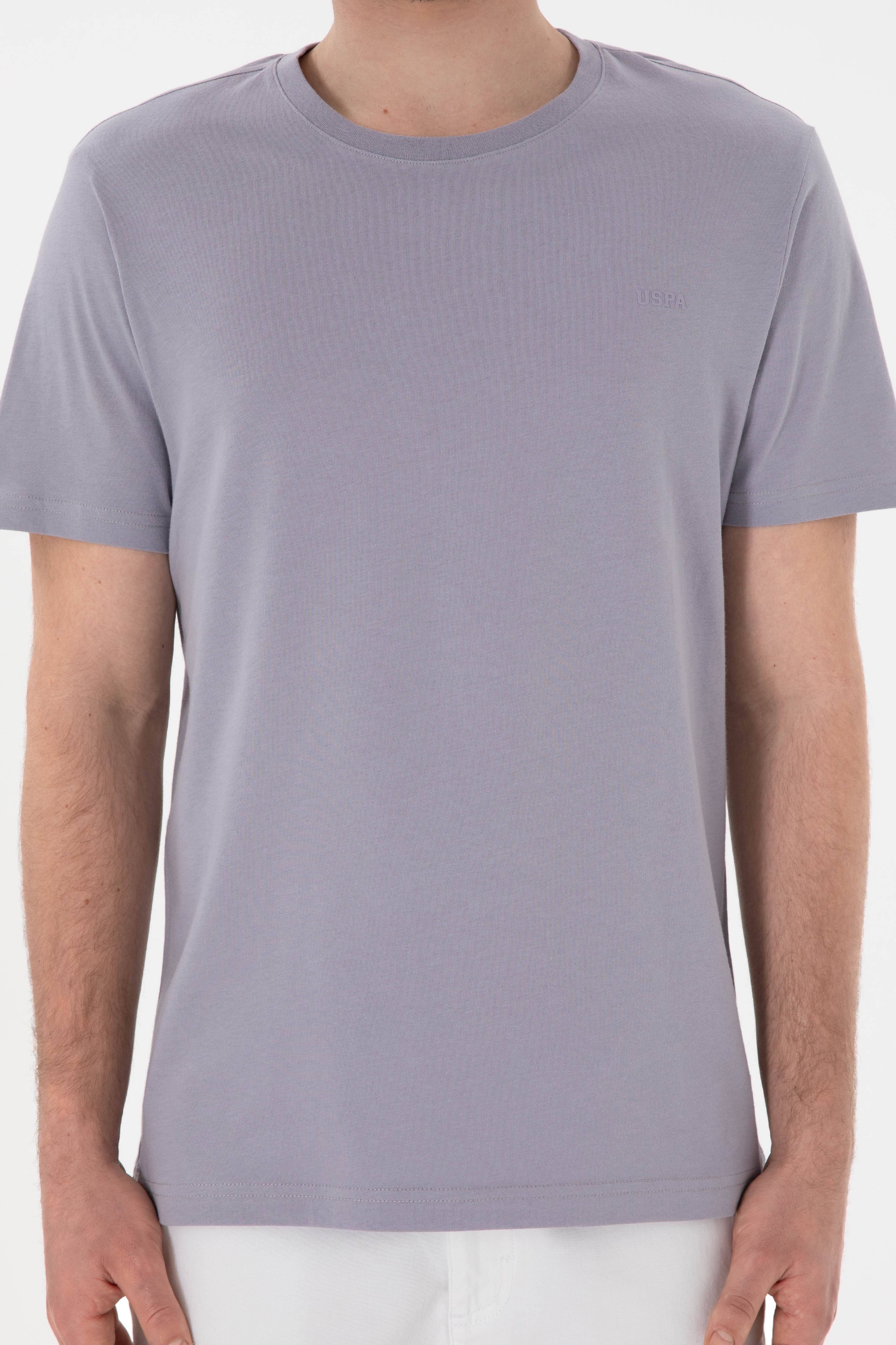 Erkek Regular Fit Bisiklet Yaka Gri Basic Tişört - Image 7