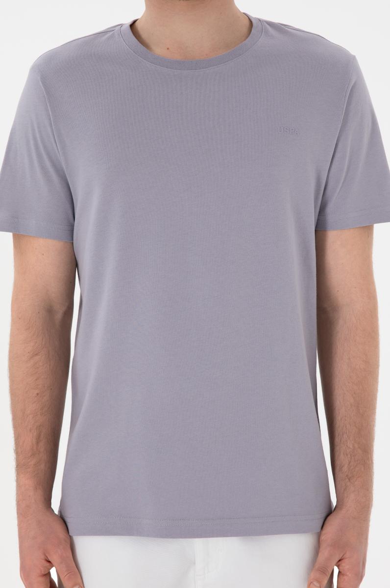 Erkek Regular Fit Bisiklet Yaka Gri Basic Tişört