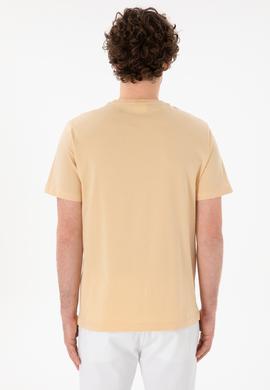 Erkek Regular Fit Bisiklet Yaka Bej Basic Tişört - 50305928240