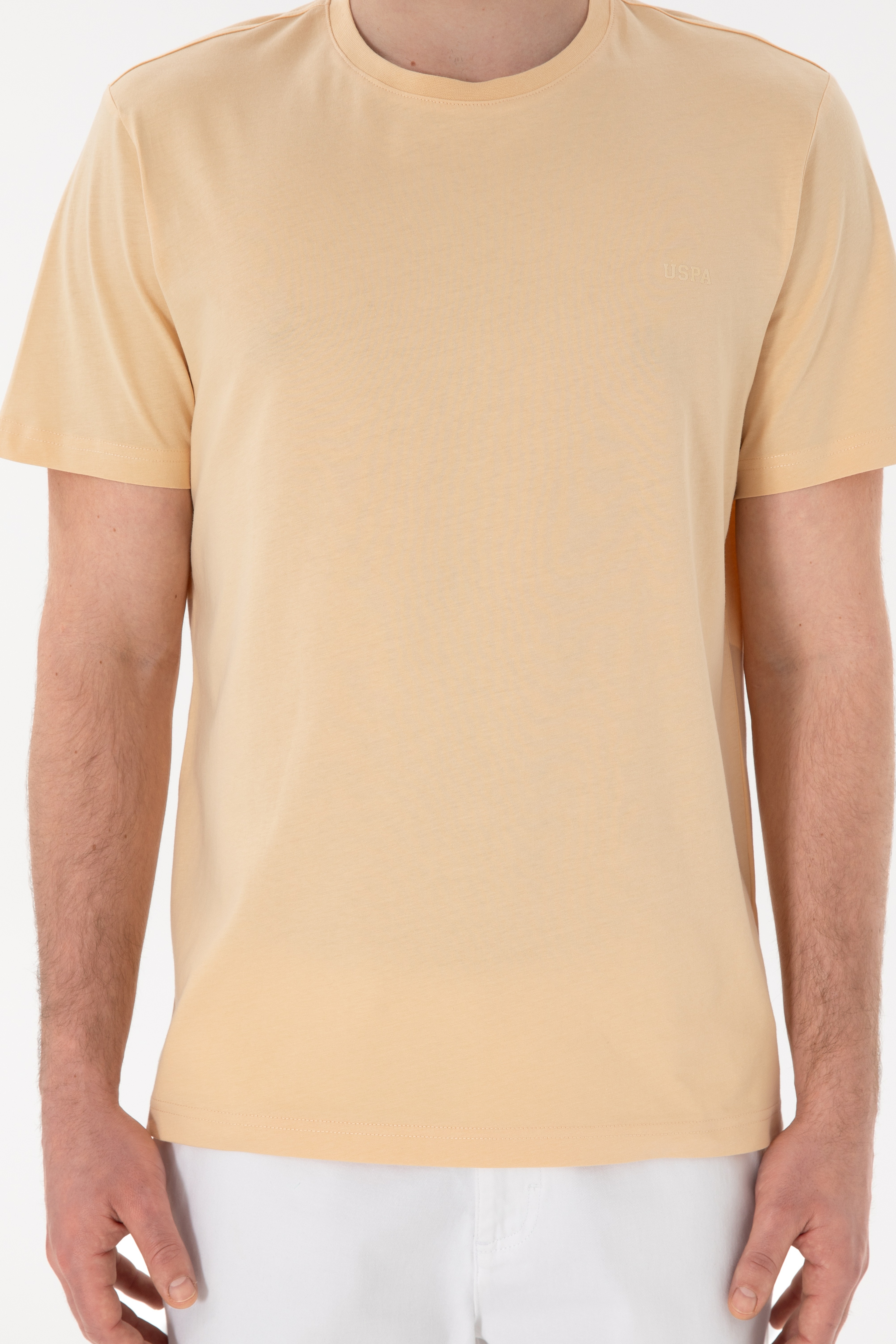 Erkek Regular Fit Bisiklet Yaka Bej Basic Tişört - Image 7