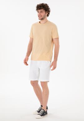 Erkek Regular Fit Bisiklet Yaka Bej Basic Tişört - 50305928240