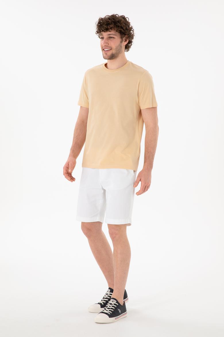 Erkek Regular Fit Bisiklet Yaka Bej Basic Tişört - 50305928240