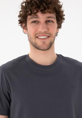 Erkek Regular Fit Bisiklet Yaka Antrasit Basic Tişört - 50305928160