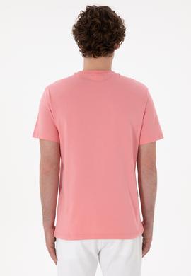 Erkek Regular Fit Bisiklet Yaka Pembe Basic Tişört - 50305928079