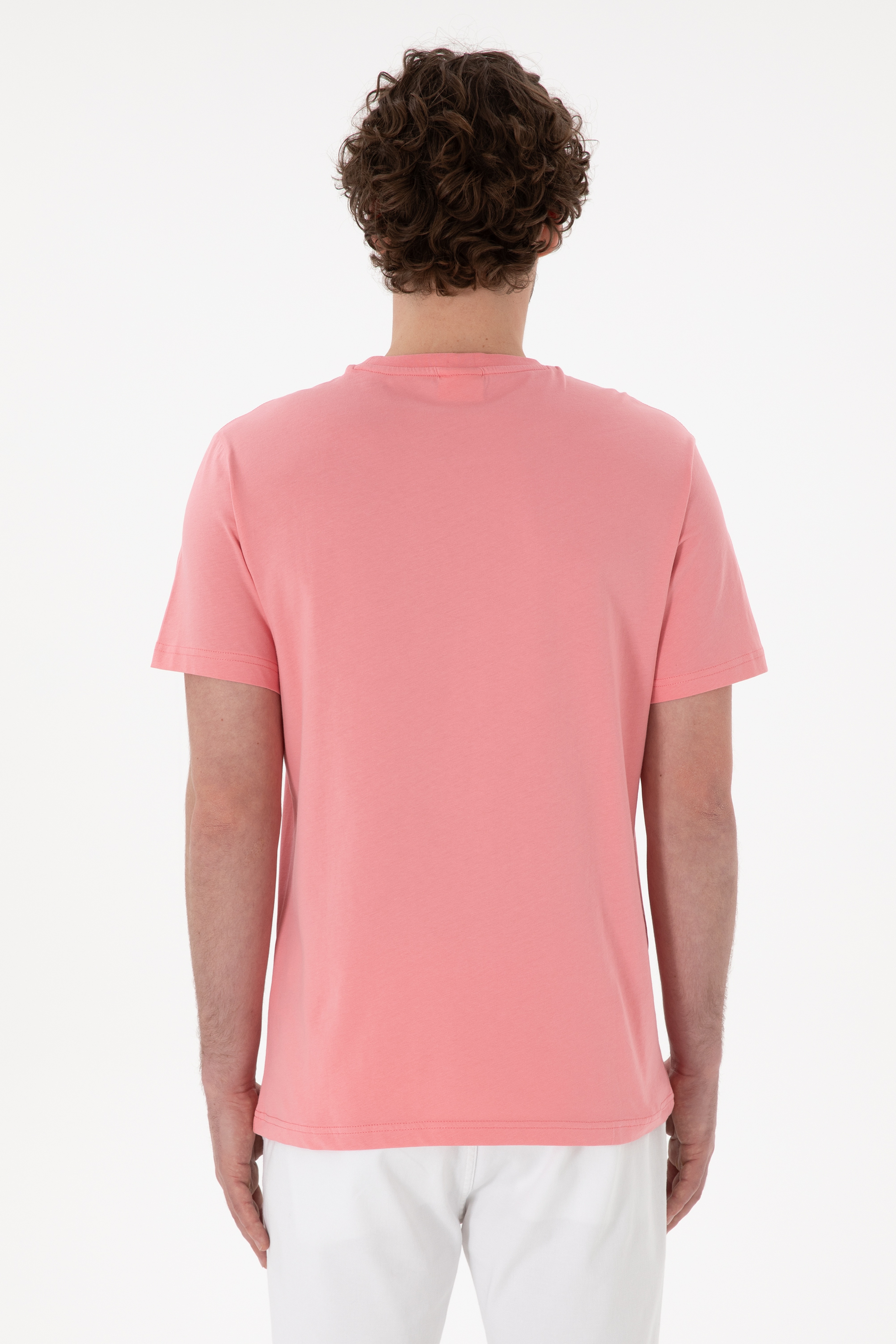 Erkek Regular Fit Bisiklet Yaka Pembe Basic Tişört