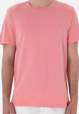 Erkek Regular Fit Bisiklet Yaka Pembe Basic Tişört - 50305928079
