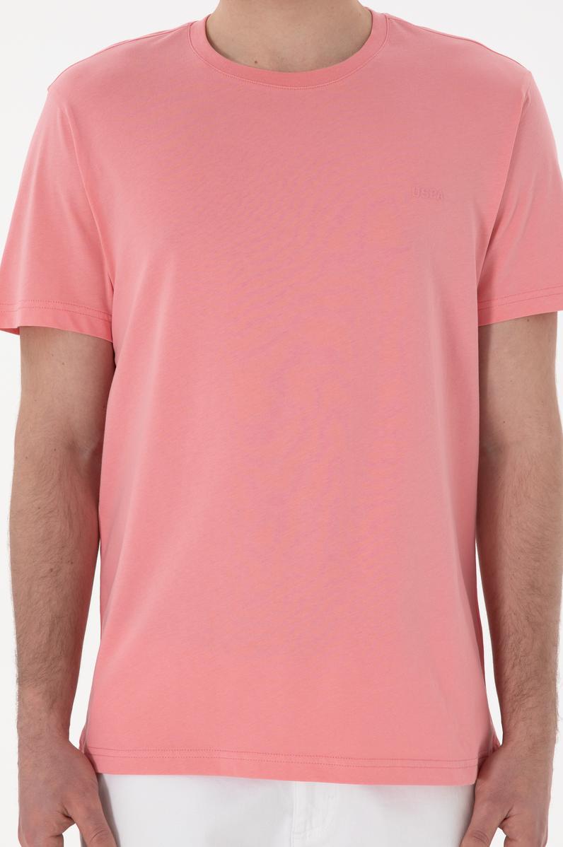 Erkek Regular Fit Bisiklet Yaka Pembe Basic Tişört