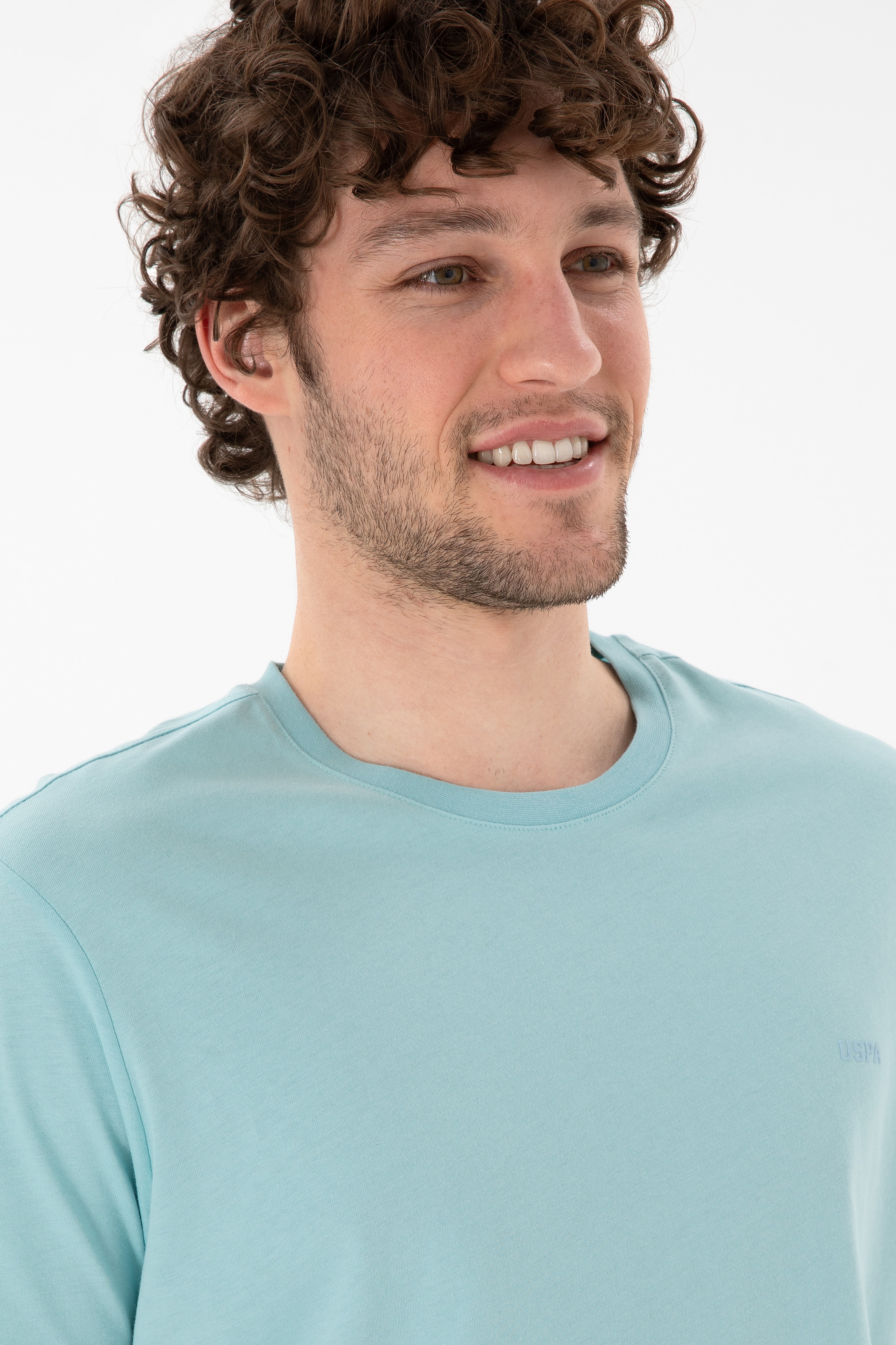 Erkek Regular Fit Bisiklet Yaka Aqua Basic Tişört - Image 3