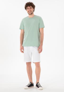 Erkek Regular Fit Bisiklet Yaka Su Yeşili Basic Tişört - 50305928263