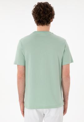 Erkek Regular Fit Bisiklet Yaka Su Yeşili Basic Tişört - 50305928263