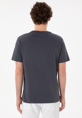 Erkek Regular Fit Bisiklet Yaka Antrasit Basic Tişört - 50305928160