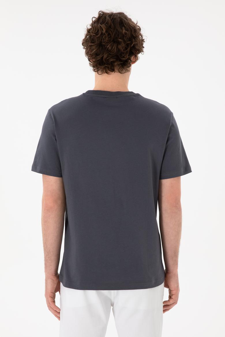 Erkek Regular Fit Bisiklet Yaka Antrasit Basic Tişört - 50305928160