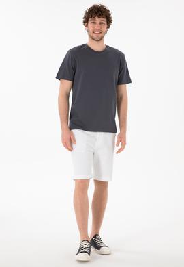 Erkek Regular Fit Bisiklet Yaka Antrasit Basic Tişört - 50305928160