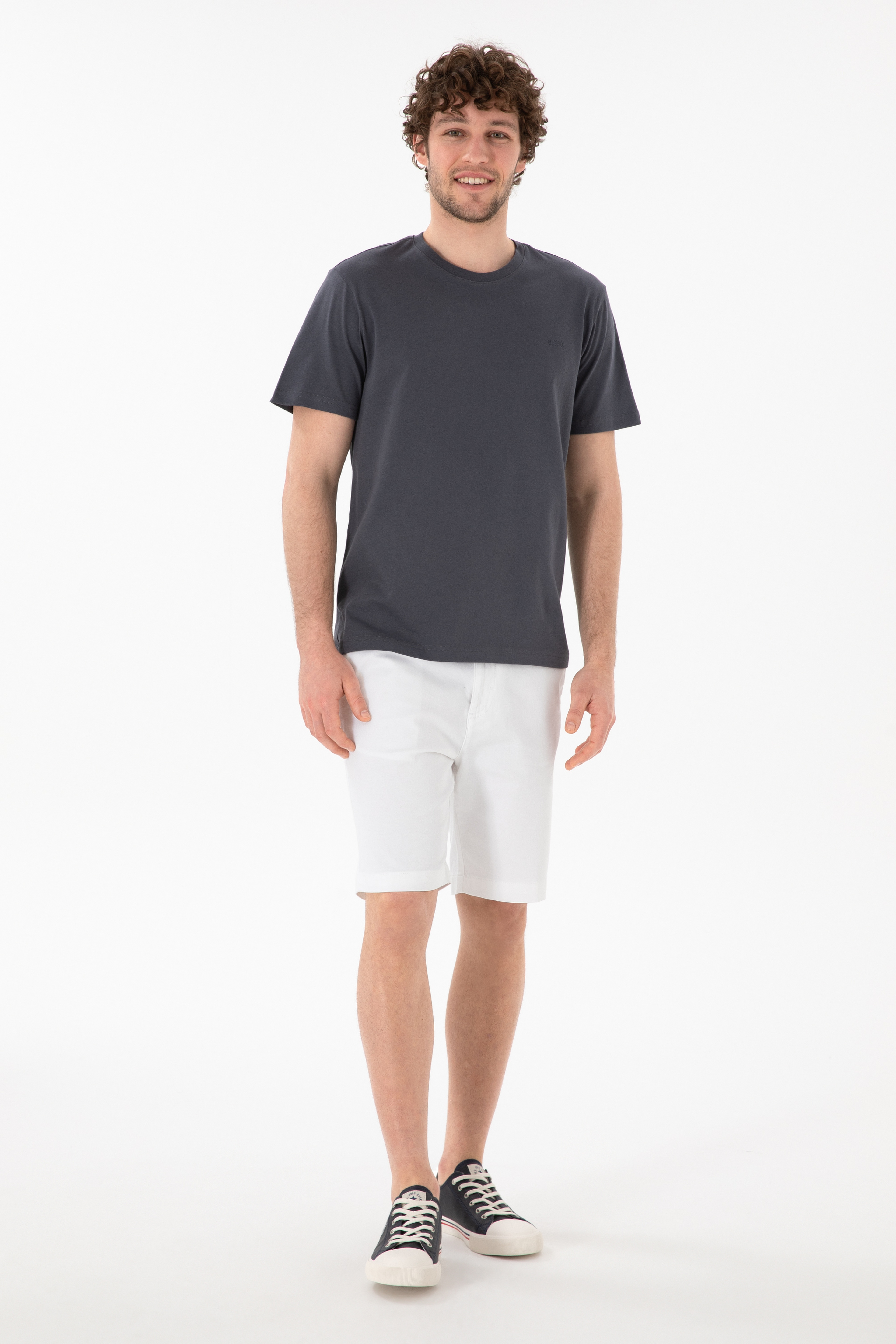 Erkek Regular Fit Bisiklet Yaka Antrasit Basic Tişört - Image 5