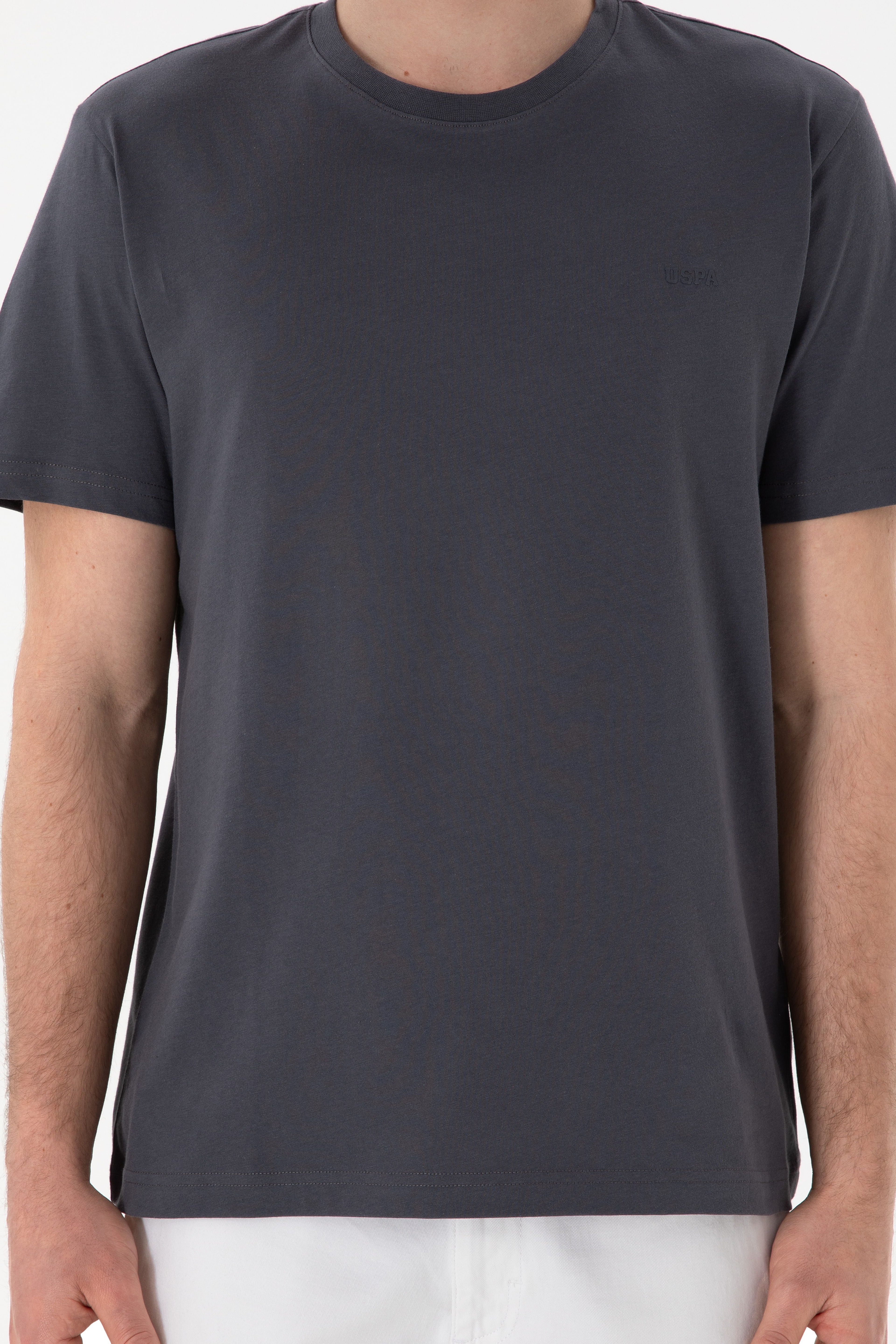 Erkek Regular Fit Bisiklet Yaka Antrasit Basic Tişört - Image 7