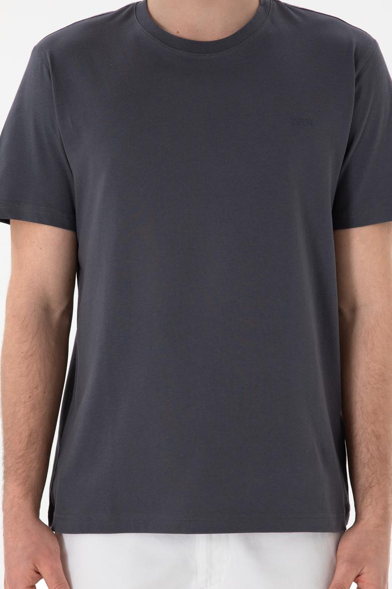 Erkek Regular Fit Bisiklet Yaka Antrasit Basic Tişört - 50305928160