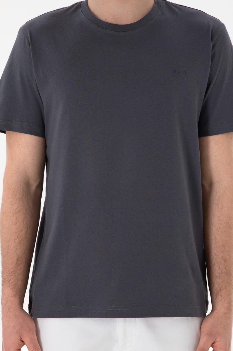 Erkek Regular Fit Bisiklet Yaka Antrasit Basic Tişört