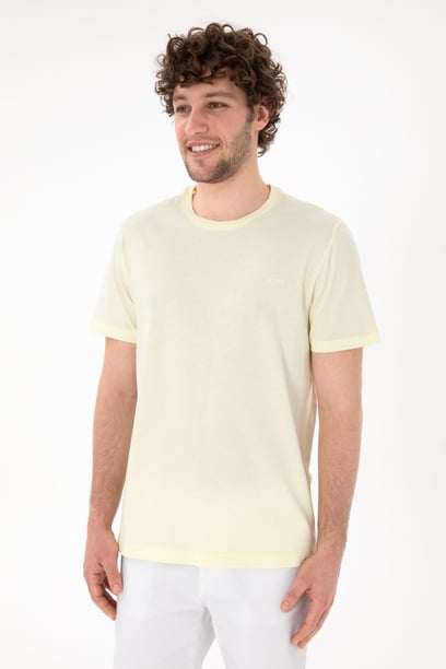 Erkek Regular Fit Bisiklet Yaka Limon Basic Tişört