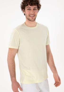 Erkek Regular Fit Bisiklet Yaka Limon Basic Tişört - 50305928300