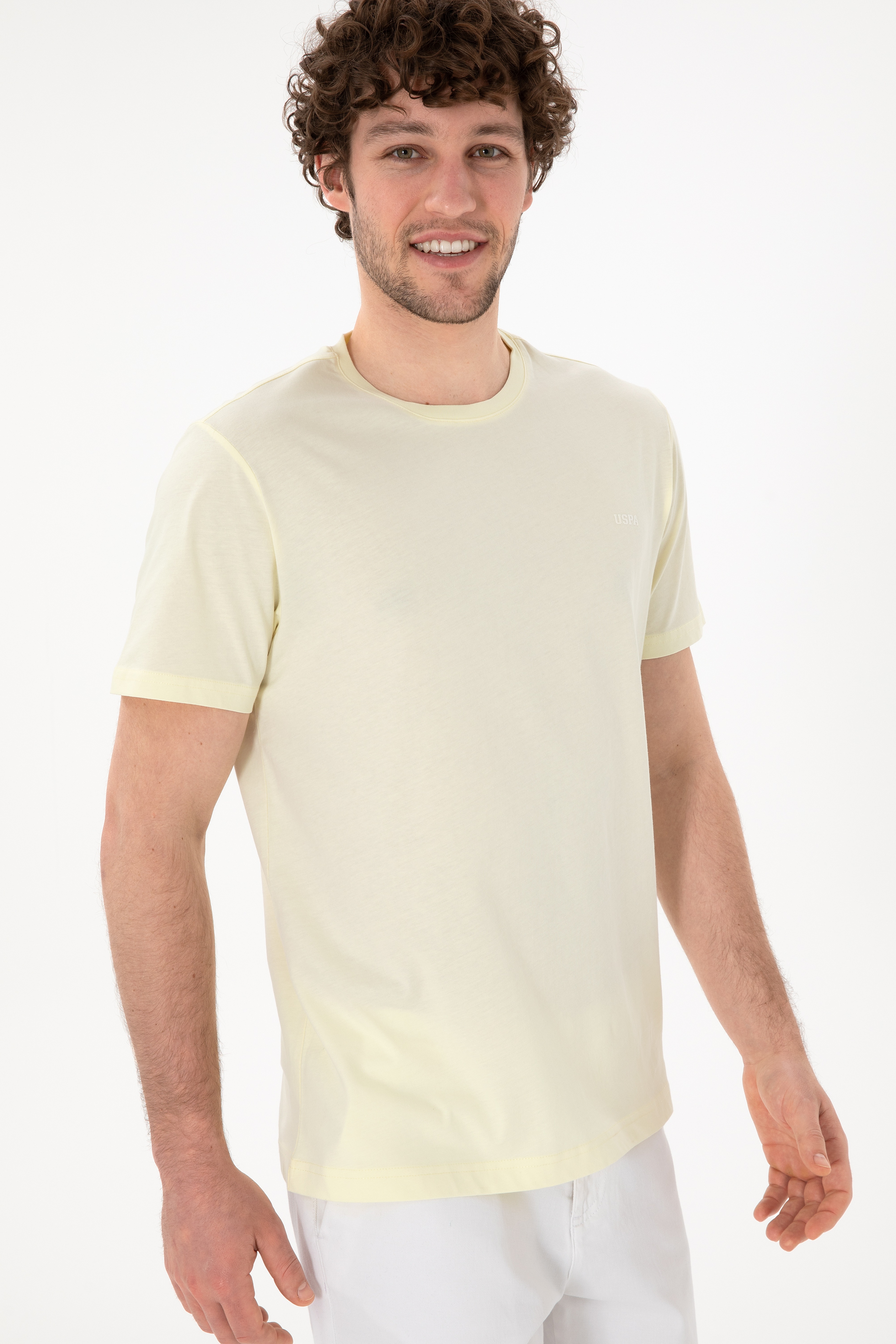 Erkek Regular Fit Bisiklet Yaka Limon Basic Tişört - Image 4