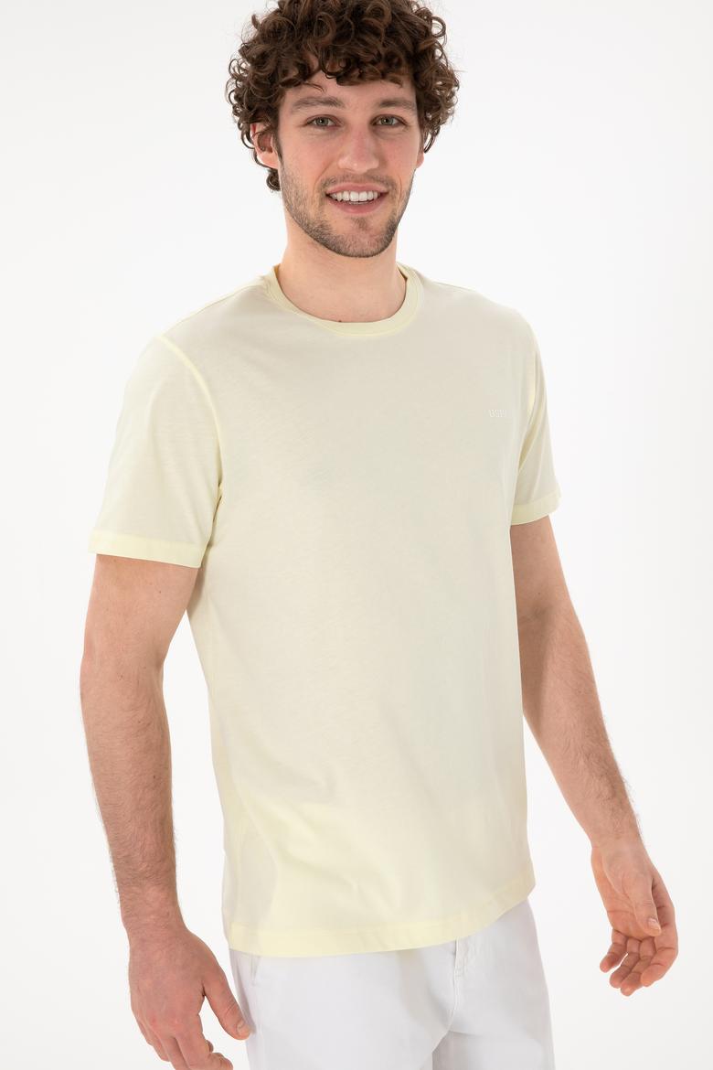 Erkek Regular Fit Bisiklet Yaka Limon Basic Tişört - 50305928300