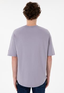 Erkek Long Fit Bisiklet Yaka Gri Basic Tişört - 50305988108