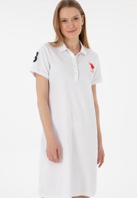 Kadın Beyaz Polo Yaka Mini Boy Örme Elbise - 50280064008