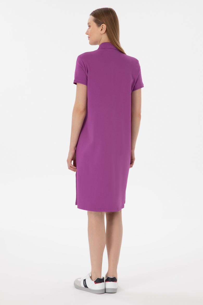 Kadın Mor Polo Yaka Mini Boy Örme Elbise - 50280038090