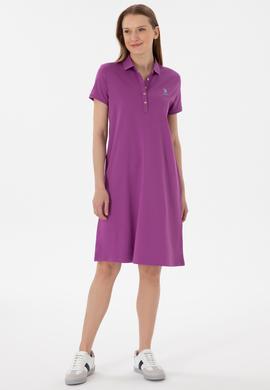 Kadın Mor Polo Yaka Mini Boy Örme Elbise - 50280038090