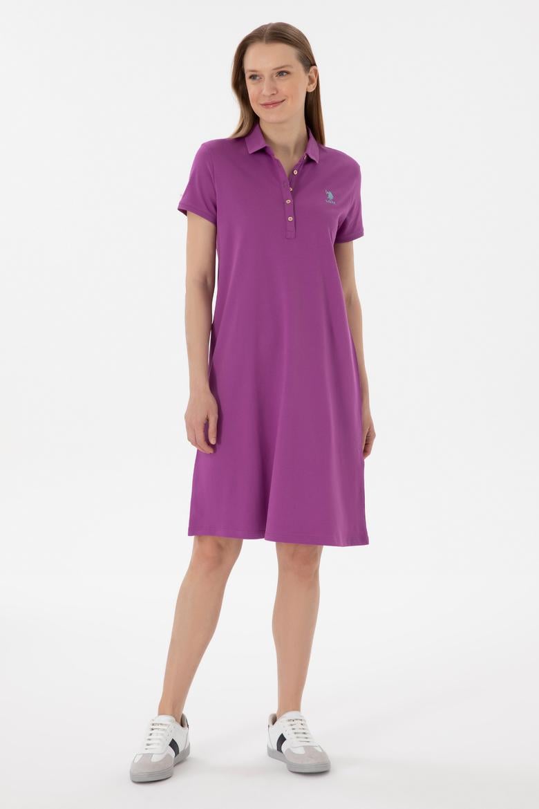 Kadın Mor Polo Yaka Mini Boy Örme Elbise - 50280038090