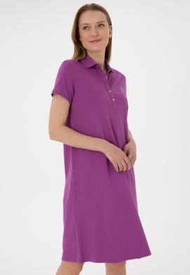 Kadın Mor Polo Yaka Mini Boy Örme Elbise - 50280038090