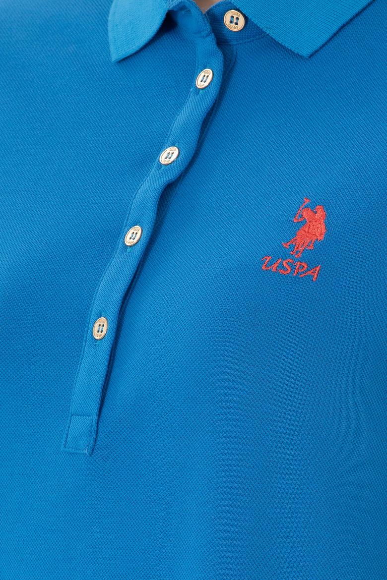 Kadın Saks Polo Yaka Mini Boy Örme Elbise - 50280038030