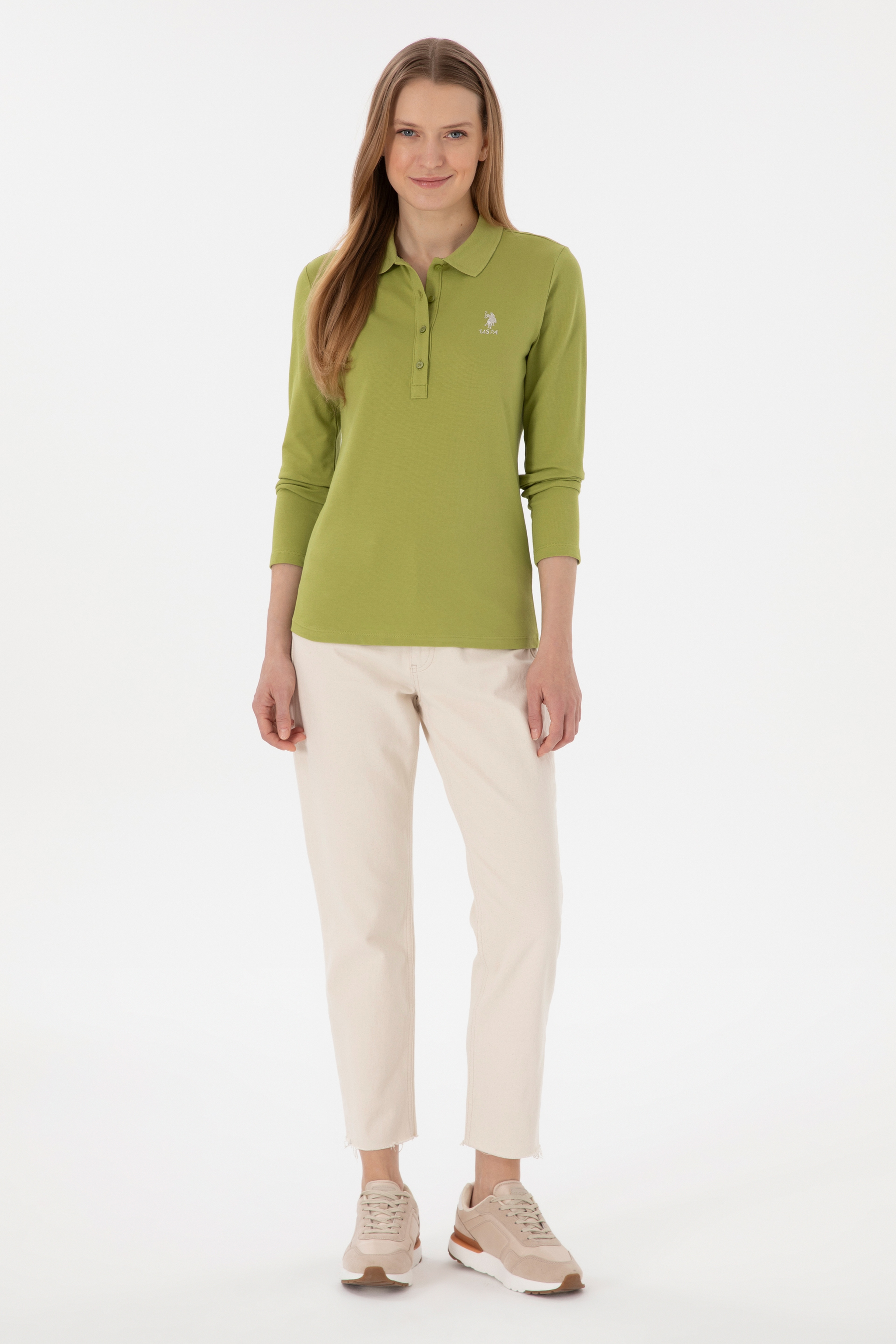 Kadın Fıstık Yeşili Basic Sweatshirt - Image 4