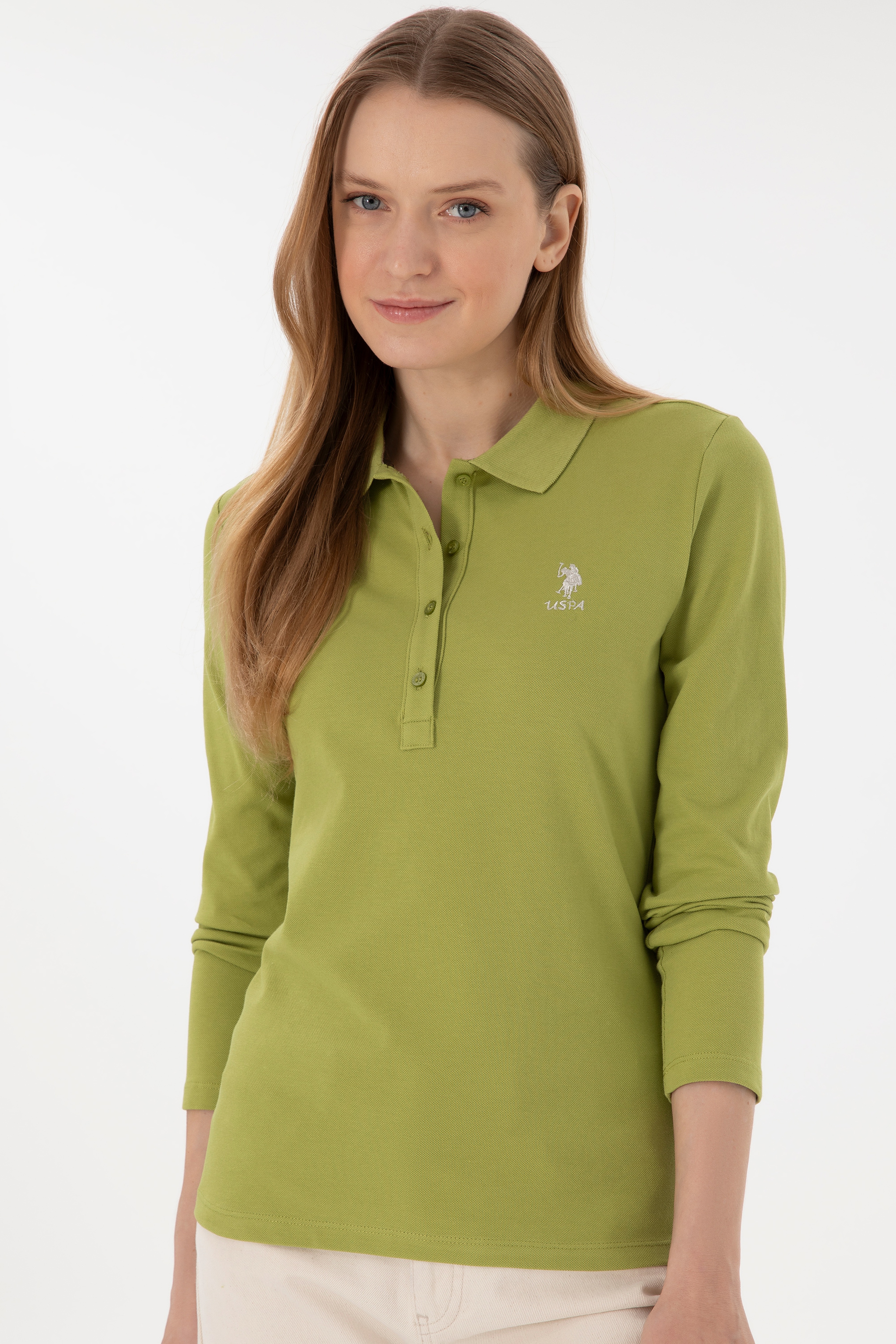 Kadın Fıstık Yeşili Basic Sweatshirt - Image 3