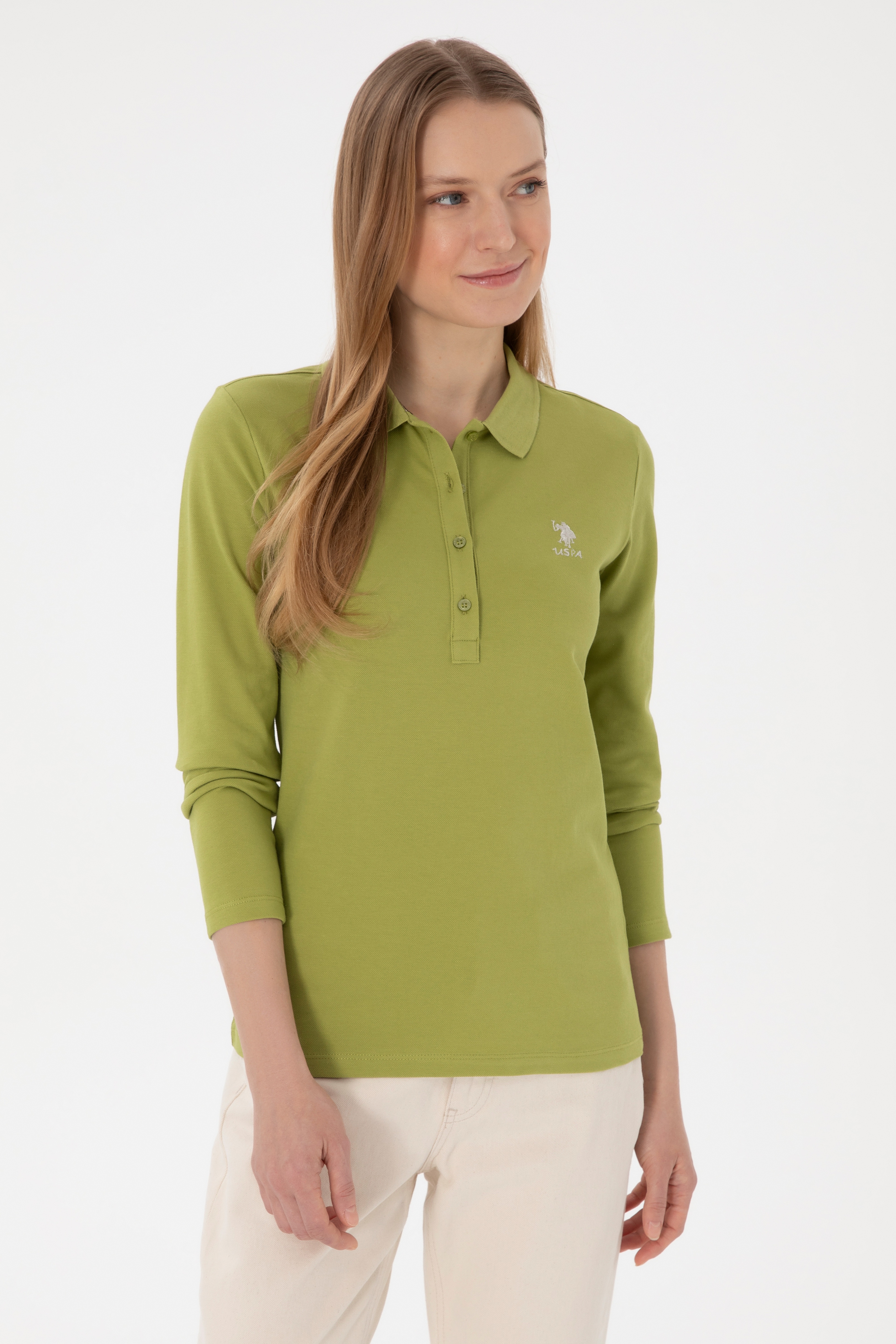 Kadın Fıstık Yeşili Basic Sweatshirt - Image 1