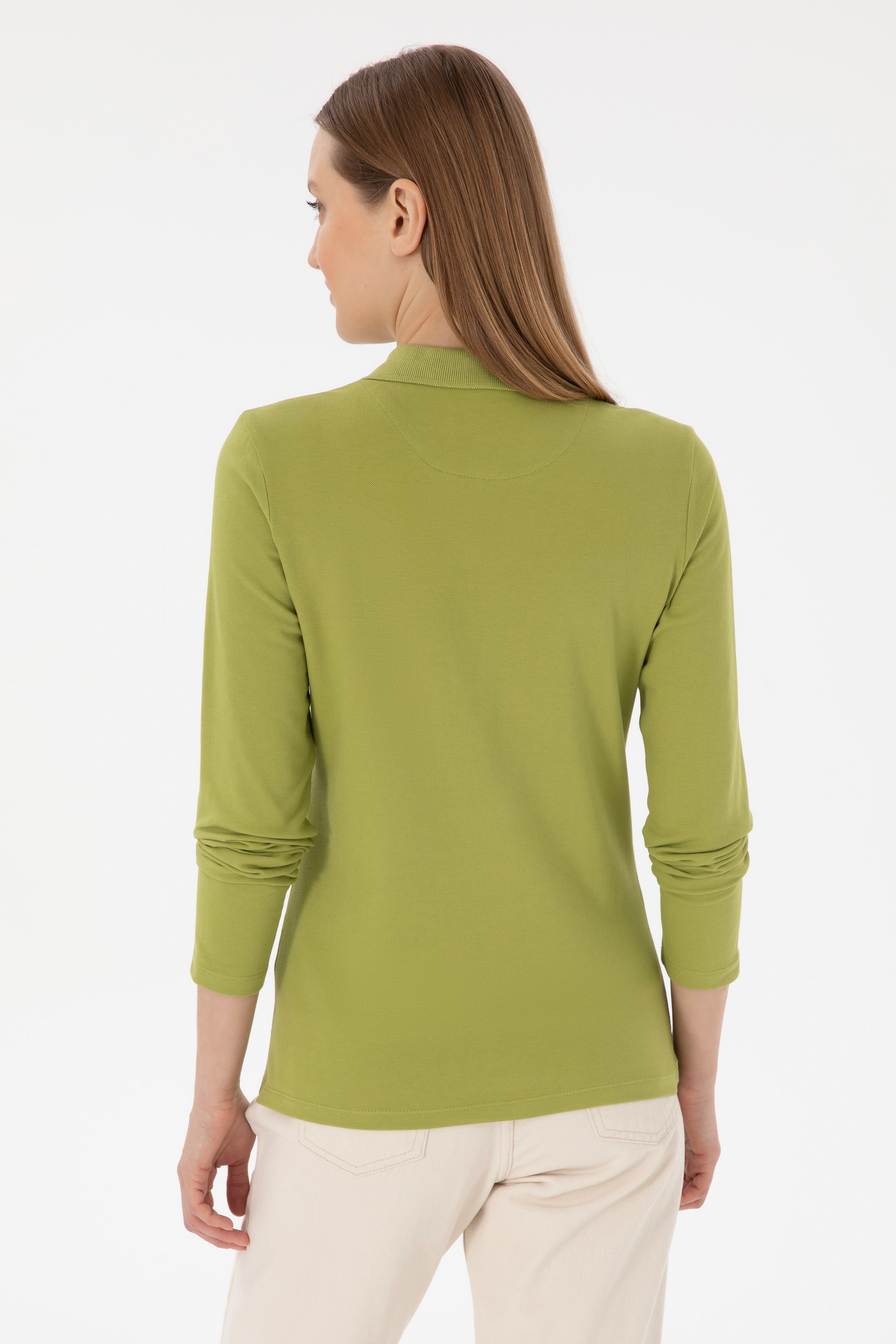 Kadın Fıstık Yeşili Basic Sweatshirt - Image 5