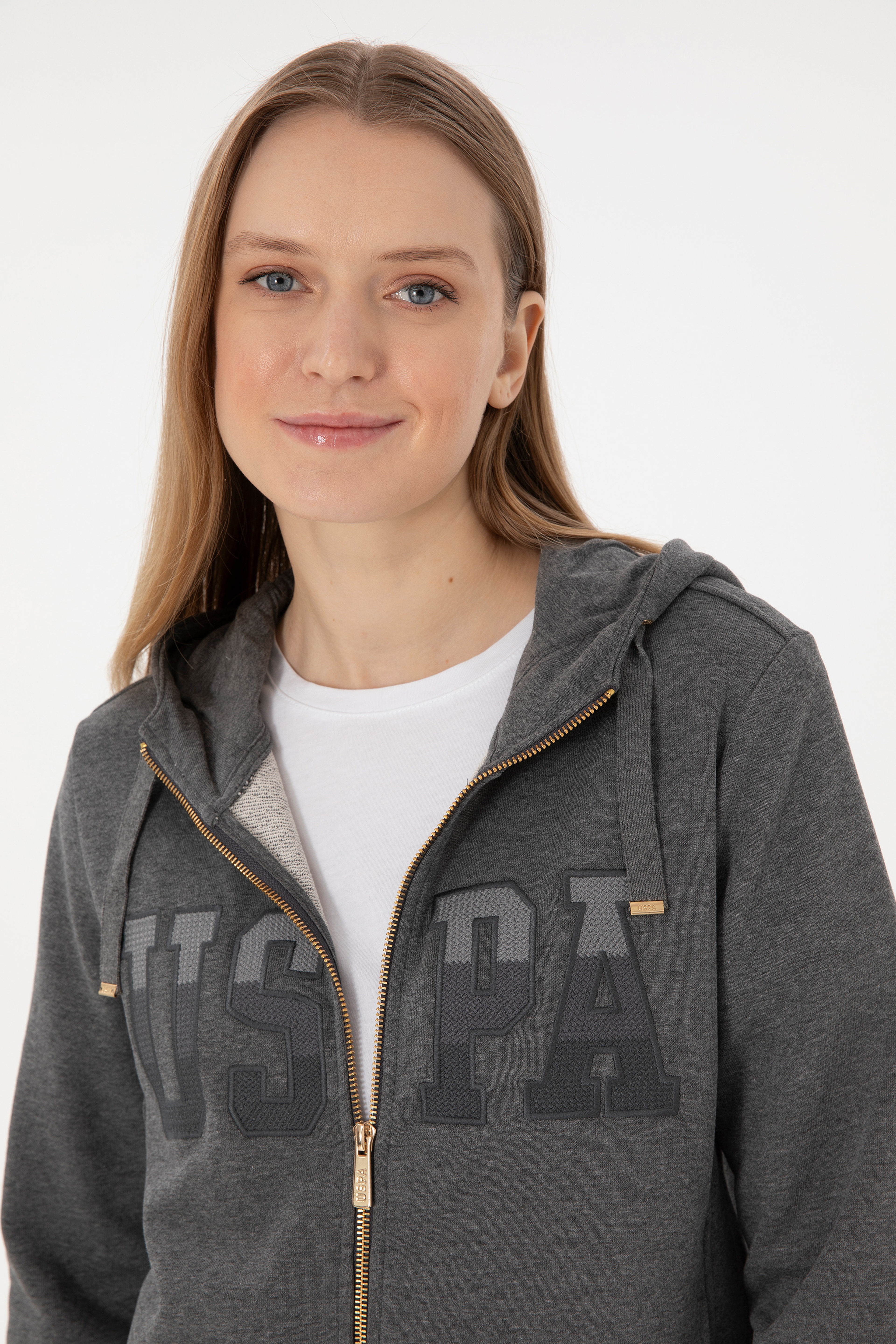 Kadın Antrasit Melanj Basic Sweatshirt - Image 2