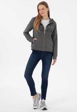 Kadın Antrasit Melanj Basic Sweatshirt - 50289540071