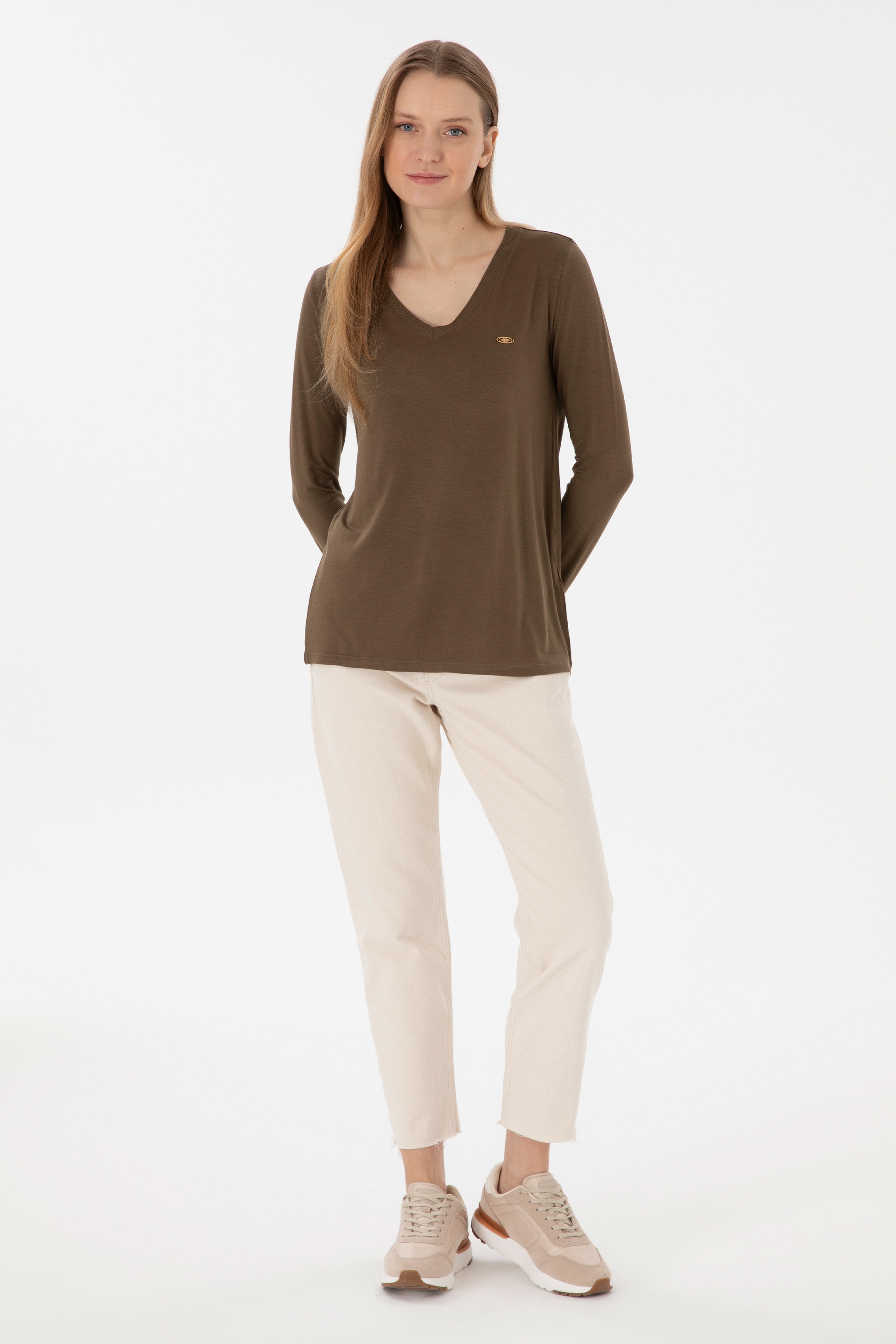 Kadın Haki Sweatshirt - Image 4