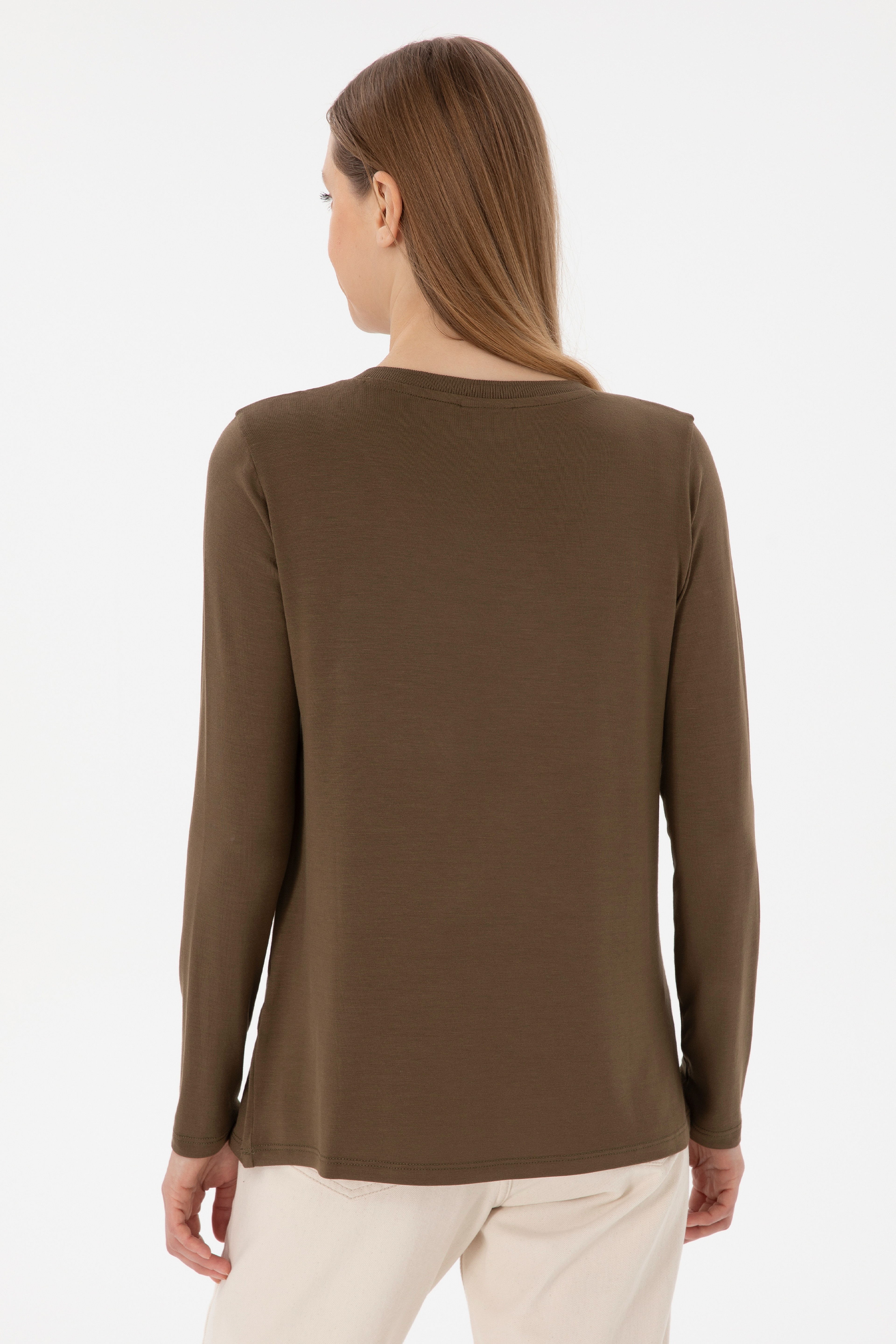 Kadın Haki Sweatshirt - Image 5