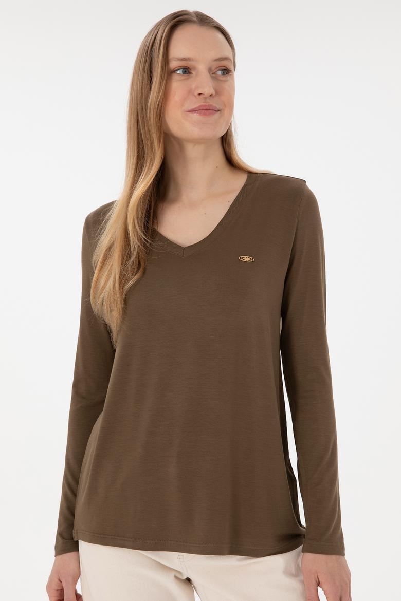 Kadın Haki Sweatshirt - 50289542038