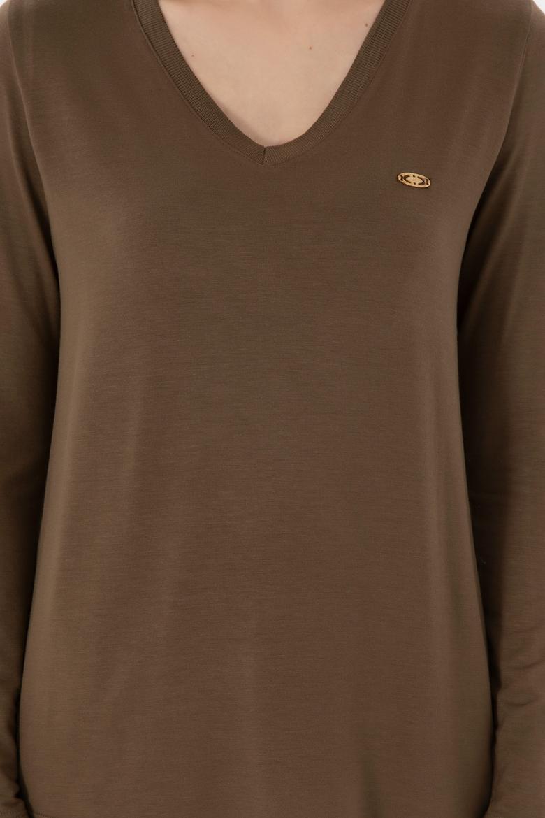 Kadın Haki Sweatshirt - 50289542038