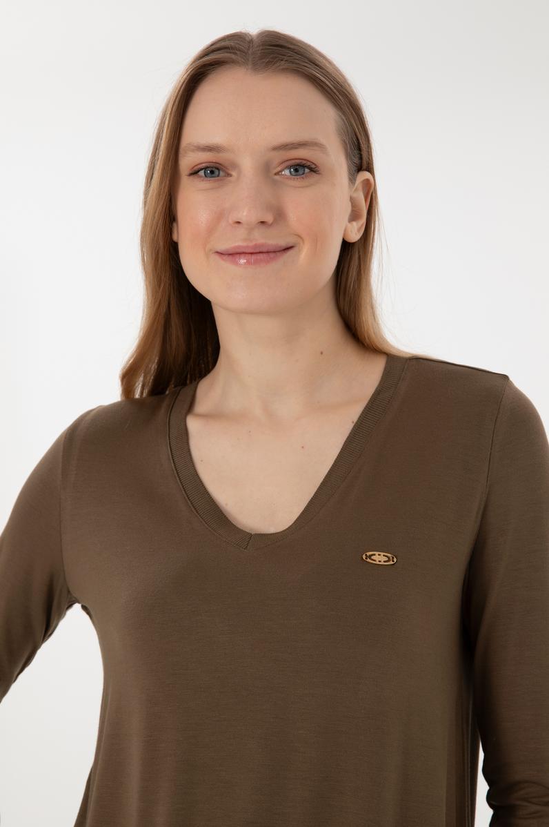 Kadın Haki Sweatshirt