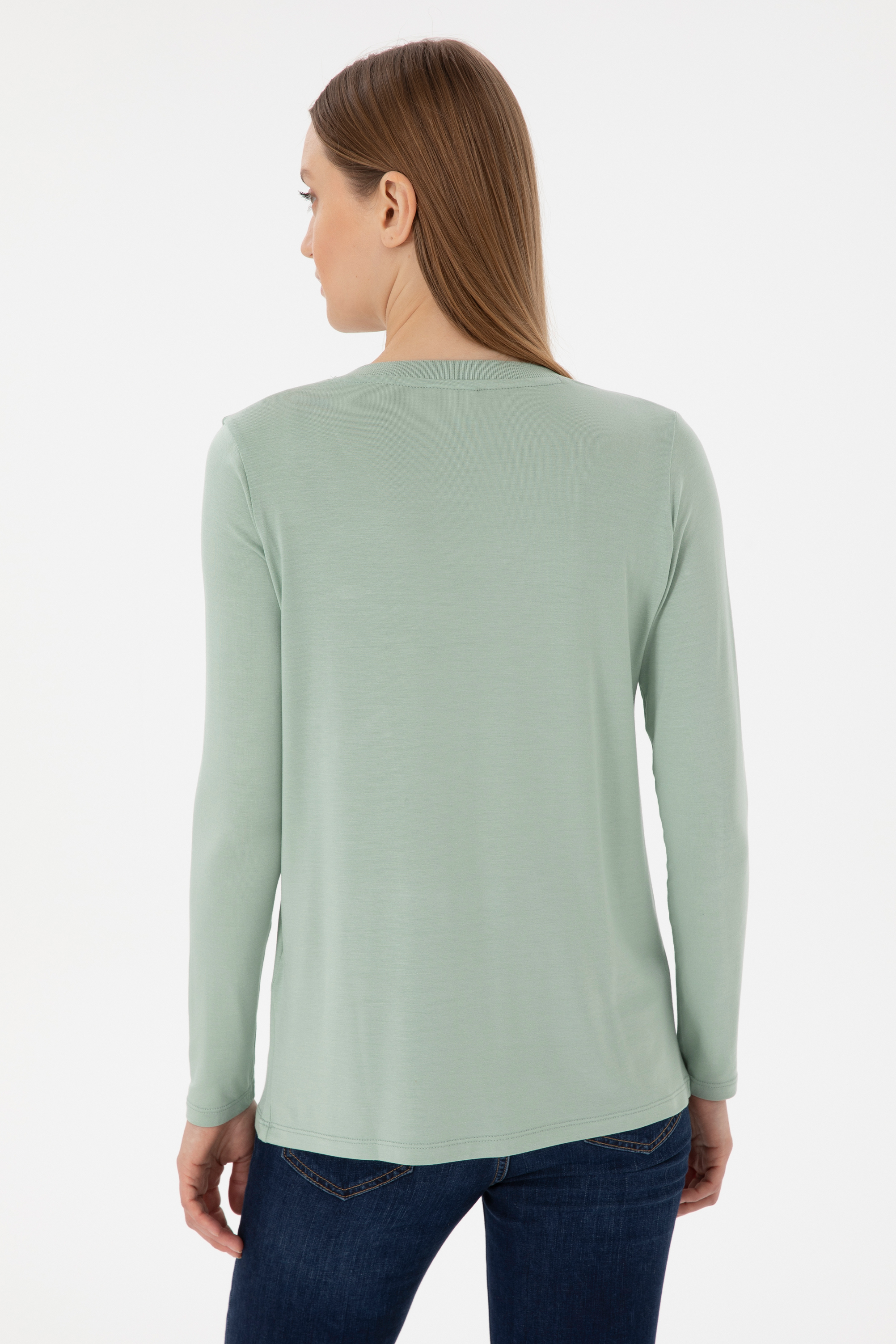 Kadın Su Yeşili Sweatshirt - Image 5