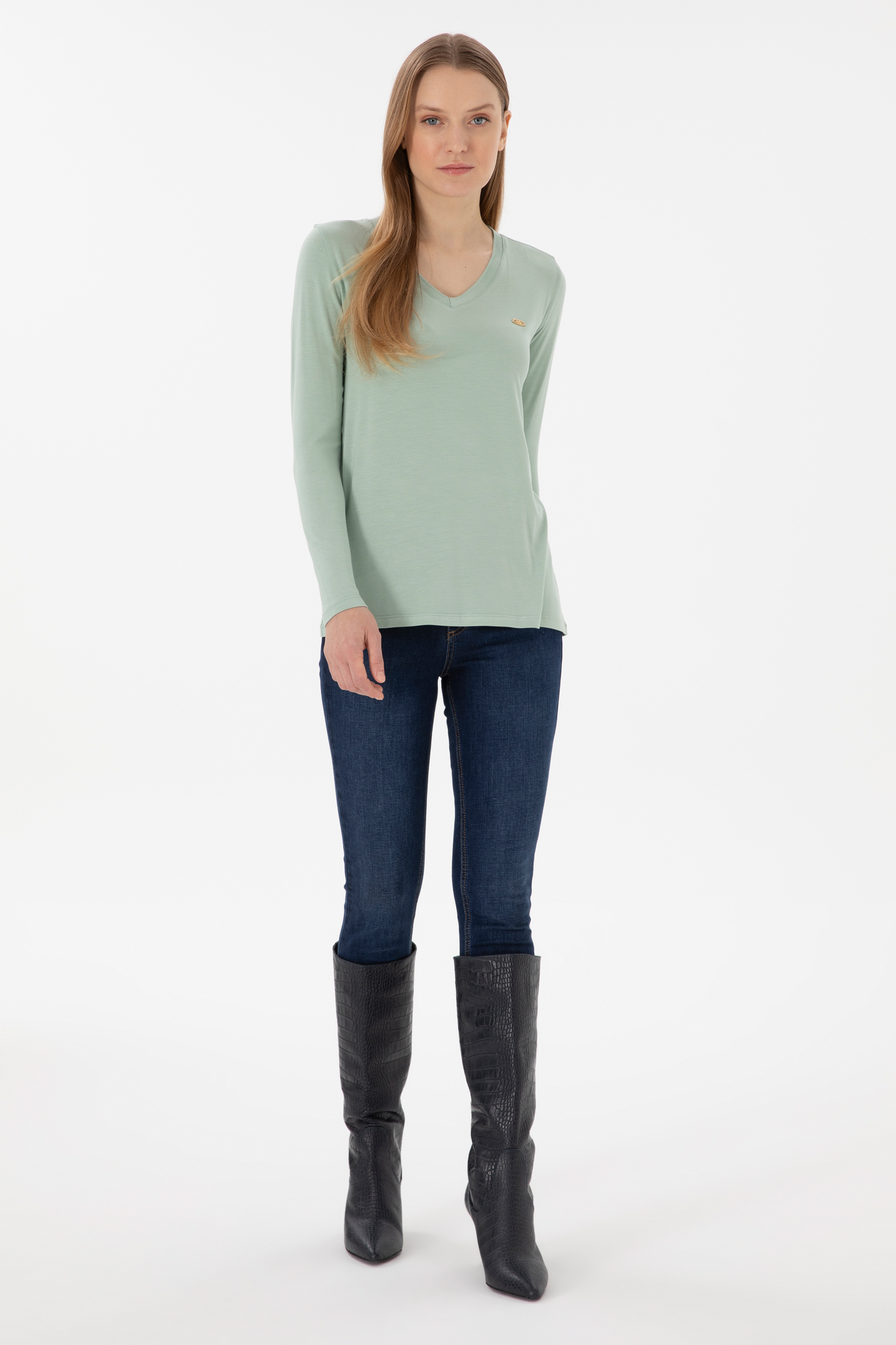 Kadın Su Yeşili Sweatshirt - Image 4